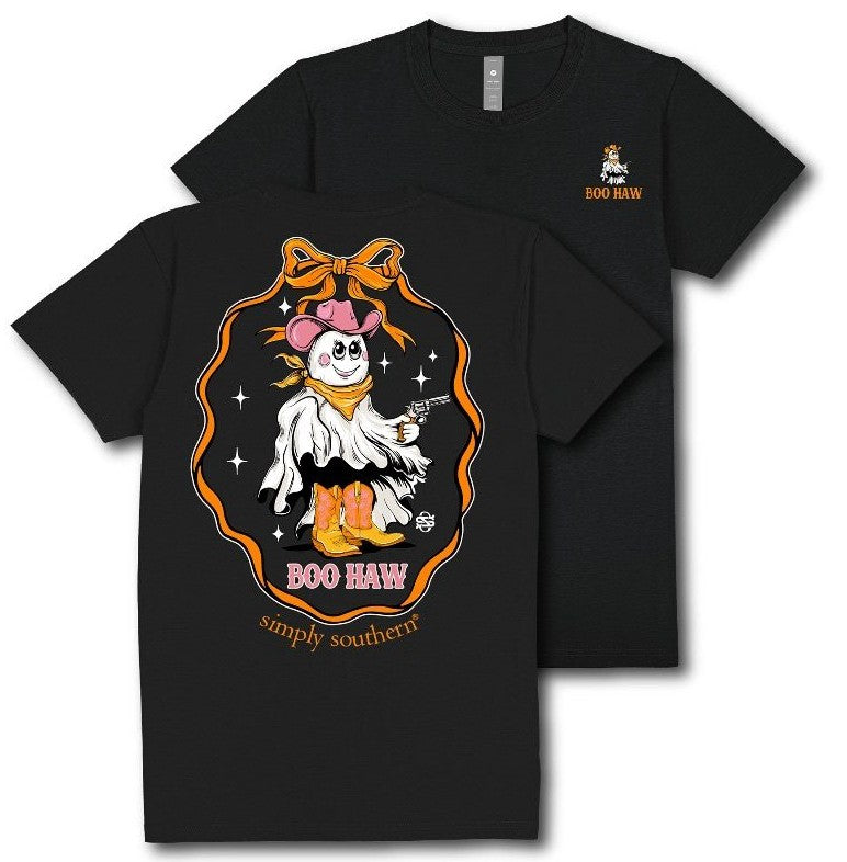 Boo Haw - Ghost - Halloween - Bow - SS - F25 - Adult T-Shirt