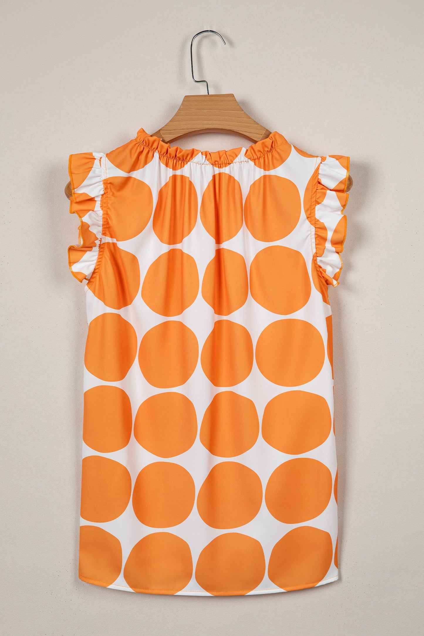 Polka Dot Frilled Round Neck Tank Top