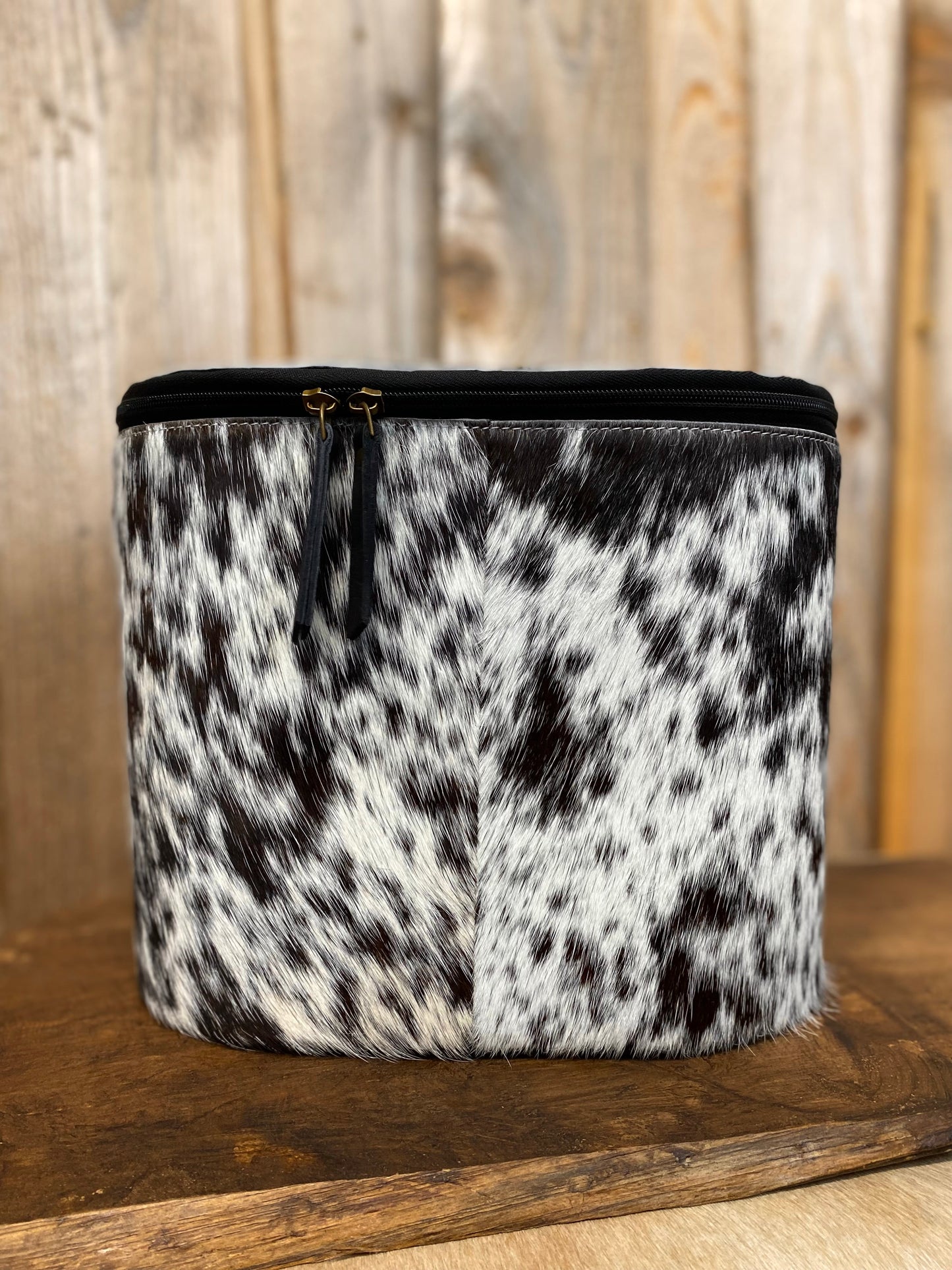 Black Makeup Box Cowhide