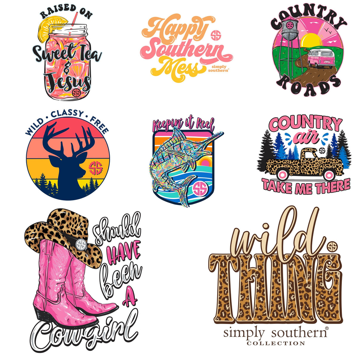 Decals 2 Pack With 6 Mini Stickers - SS - S21 - Simply Southern