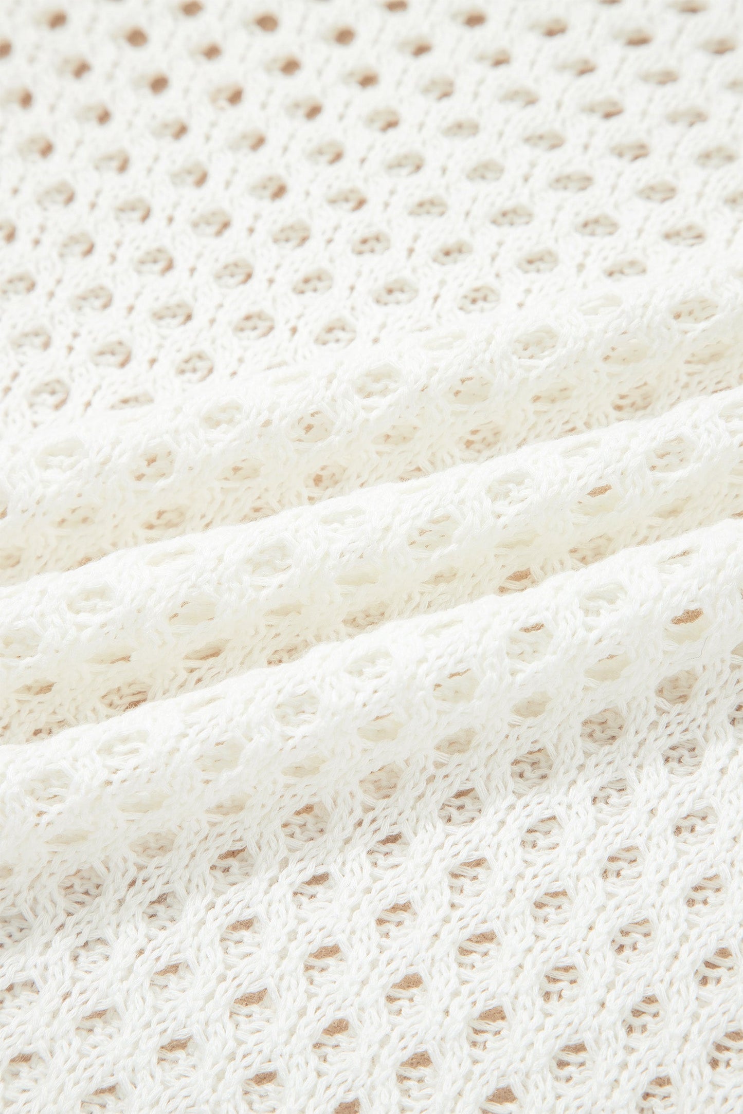 Scalloped Trim Hollow Out Knit Long Sleeve Top