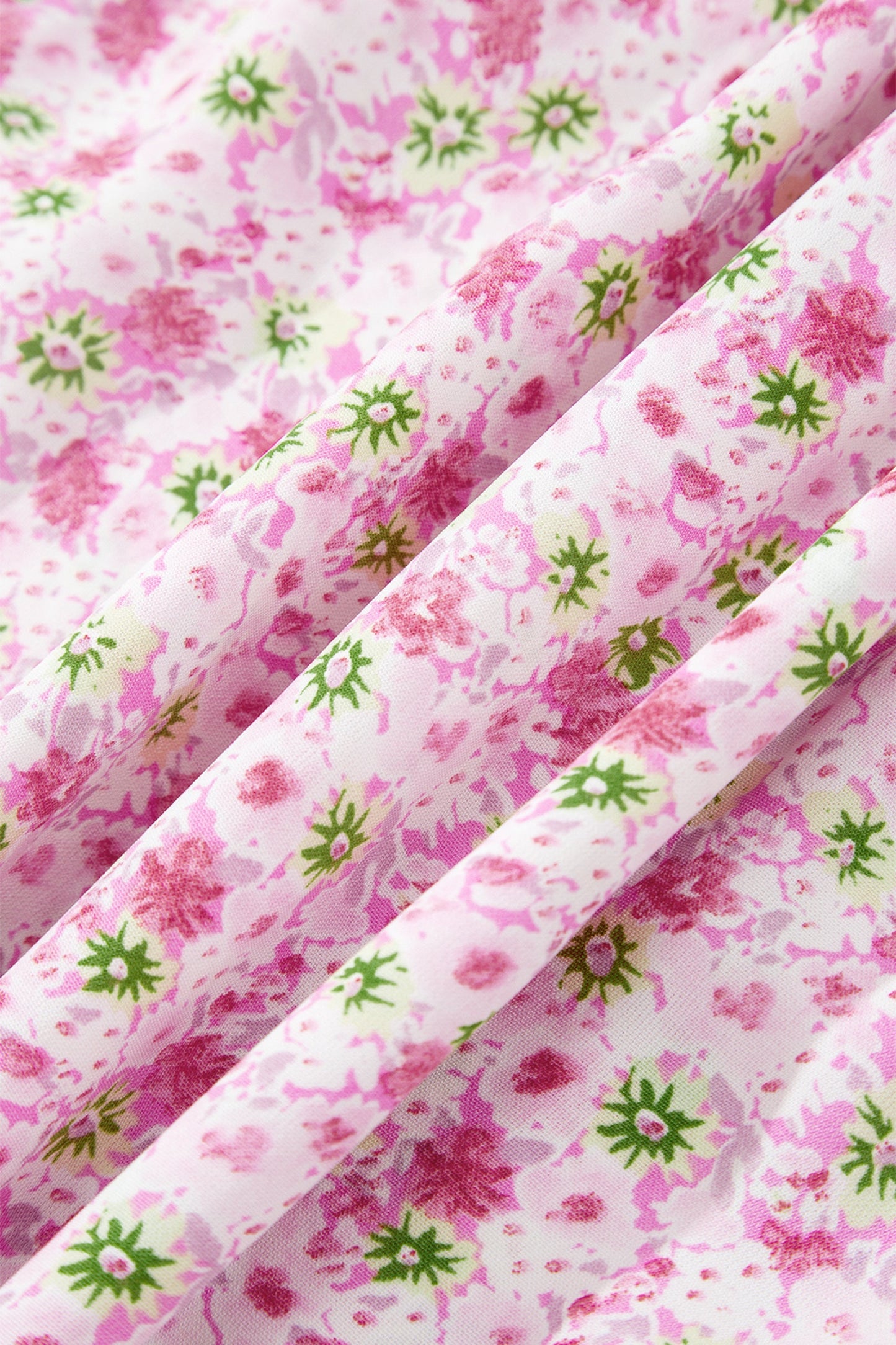 Floral Bubble Sleeve Shirred Waist Maxi Dress