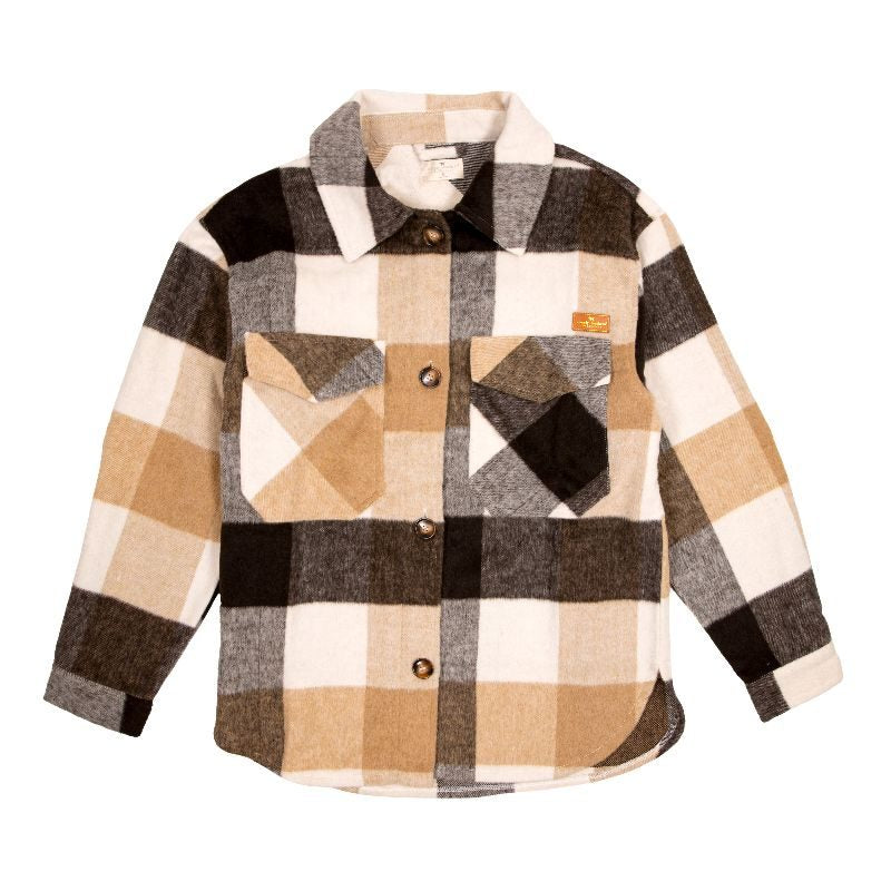 Sherpa Shacket Jacket - Sepia Plaid - F23 - Simply Southern