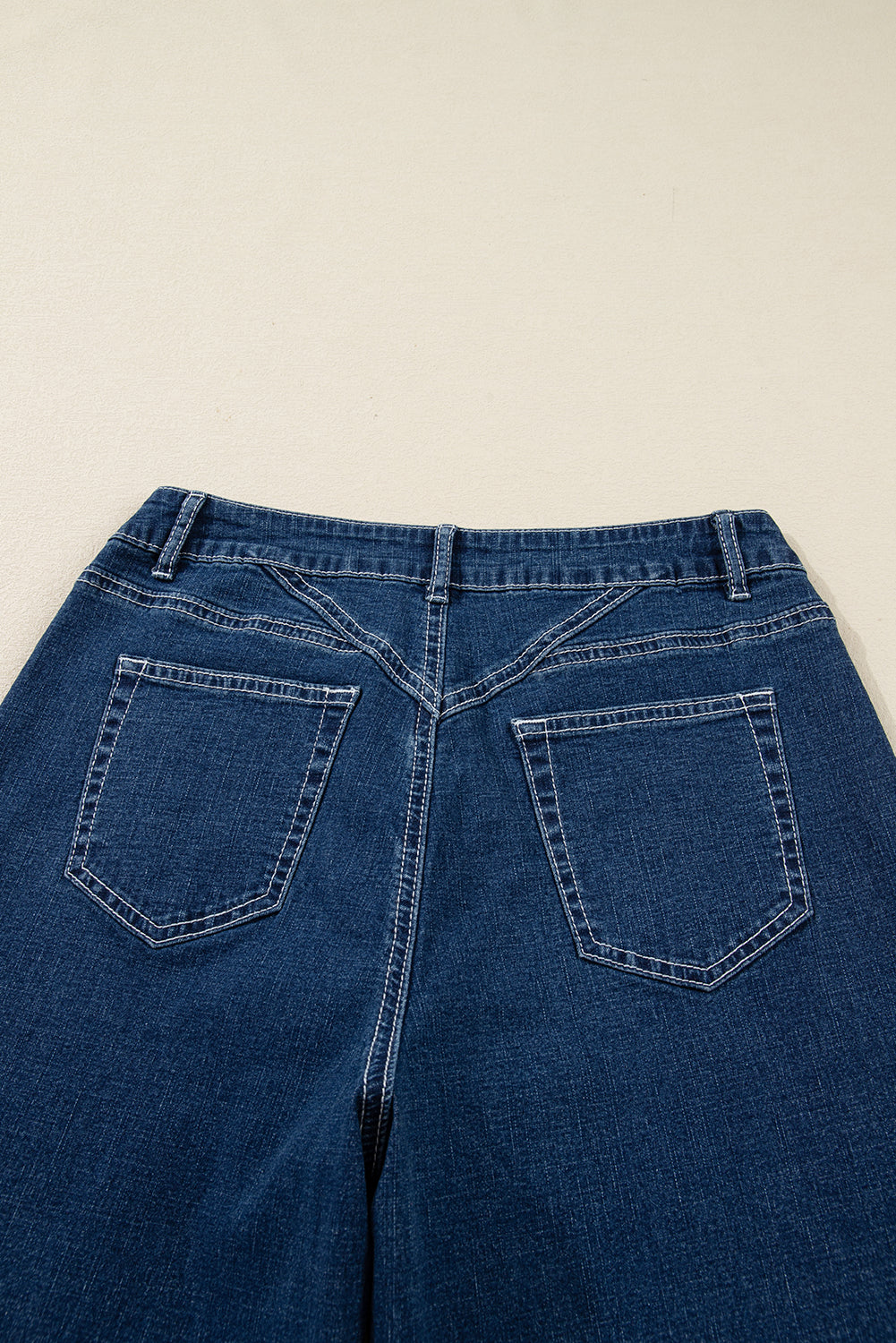 Denim Stitch High-Waist Cuff Jeans