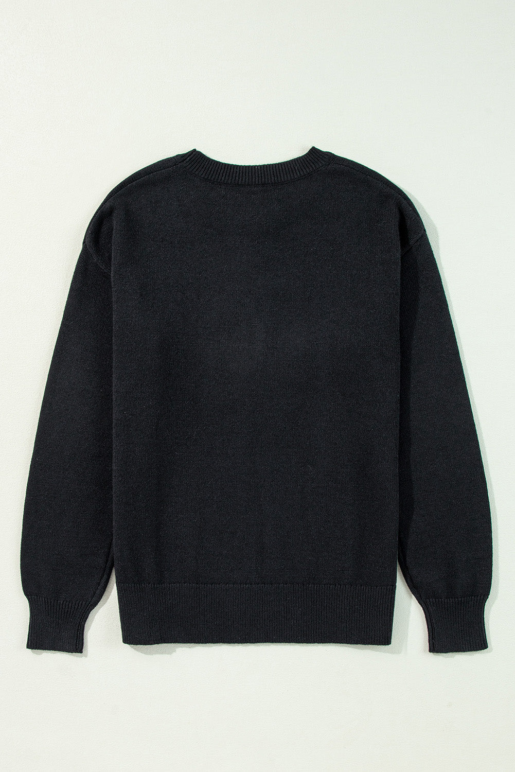 Halloween Boo Drop Shoulder Ribbed Trim Sweater