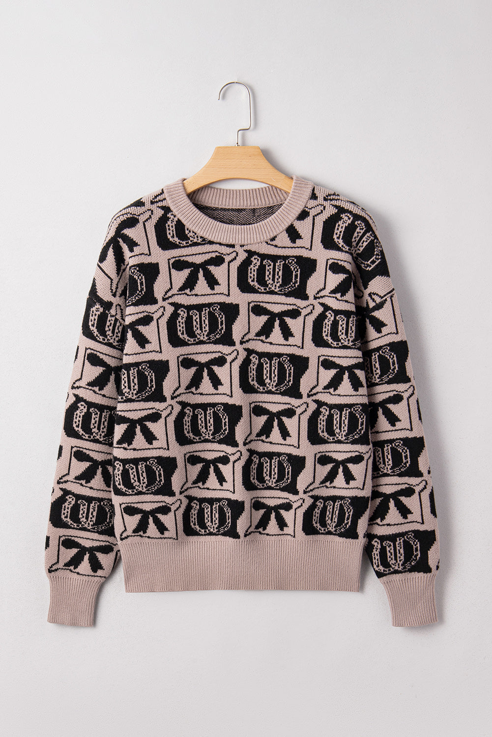 Western Bows & Horseshoes Drop Shoulder Sweater