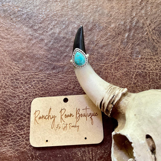 Pear Turquoise Western Ring