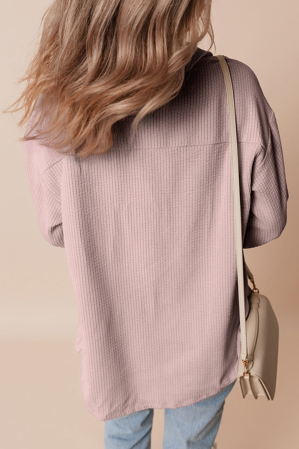 Solid Corduroy Button-Up Pocketed Shacket