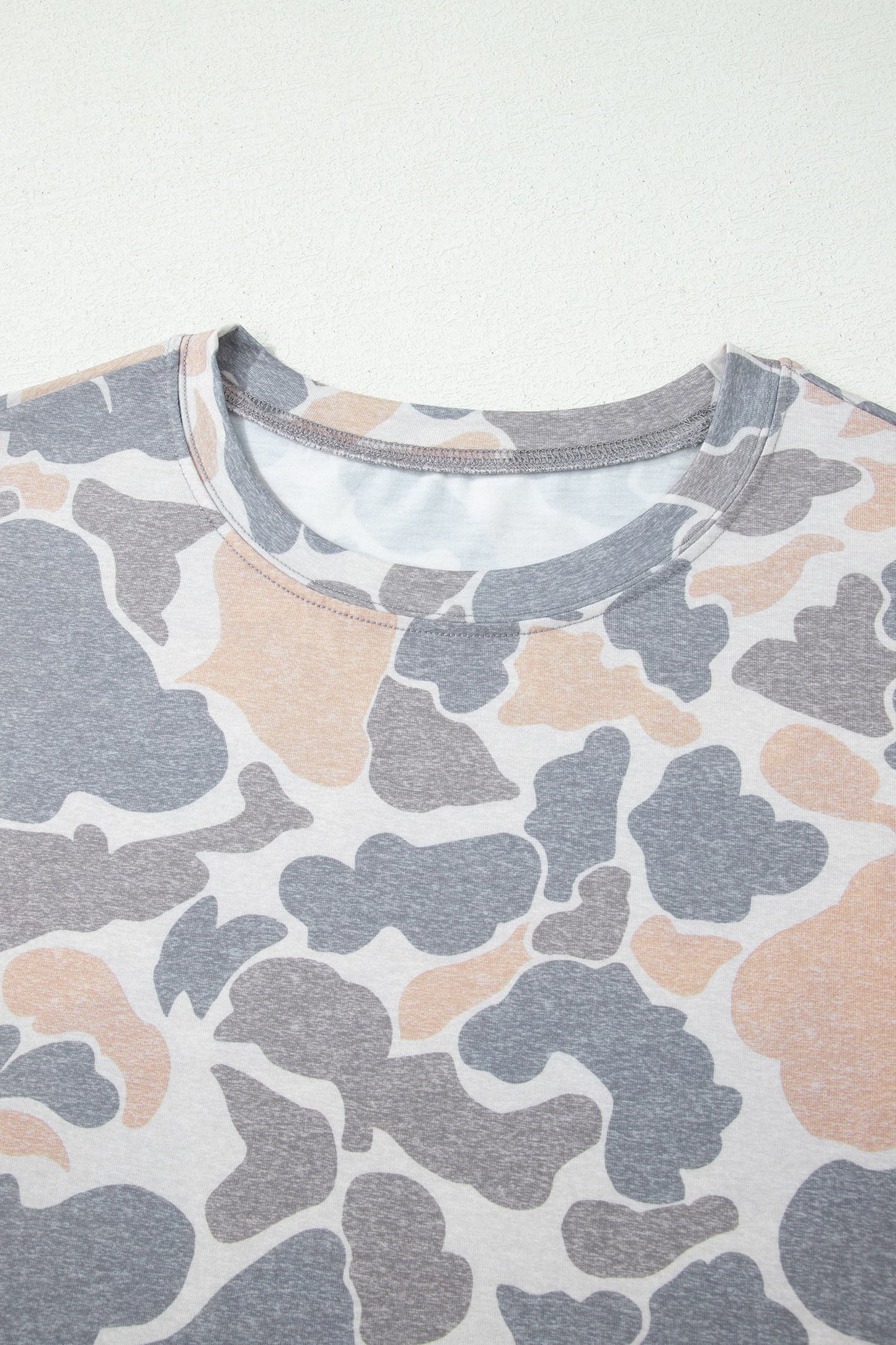 Camo Round Neck Short Sleeve T-Shirt
