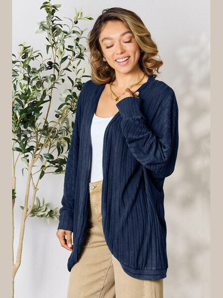 Women Basic Full Size Ribbed Cocoon Cardigan Sweater