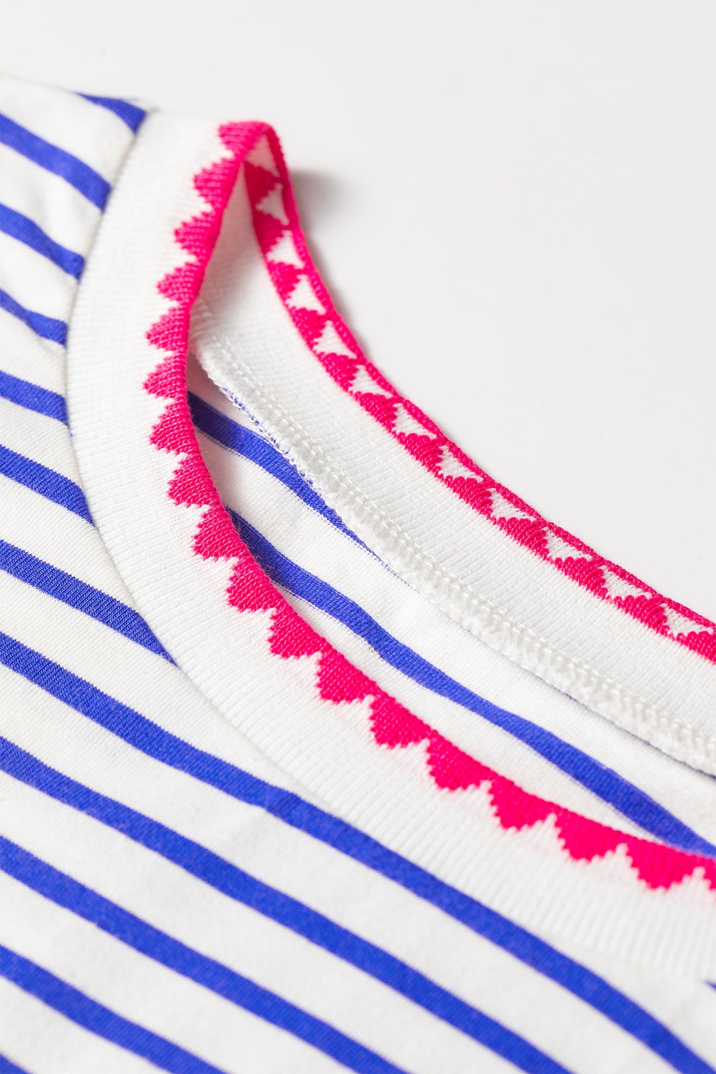 Stripe Contrast Trim Round Neck Cap Sleeve Tee