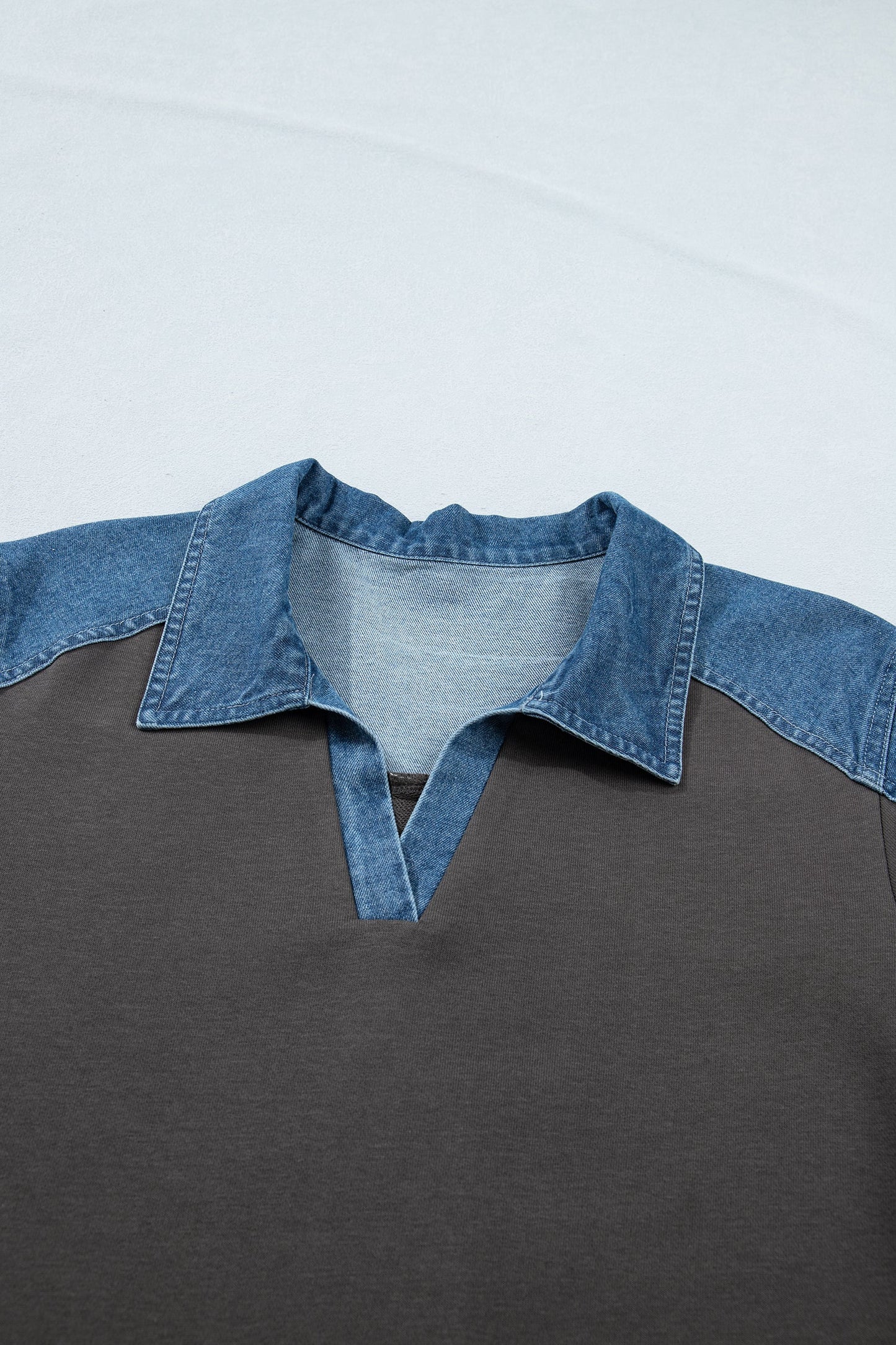 Colorblock Denim Patchwork Polo T-Shirt Dress