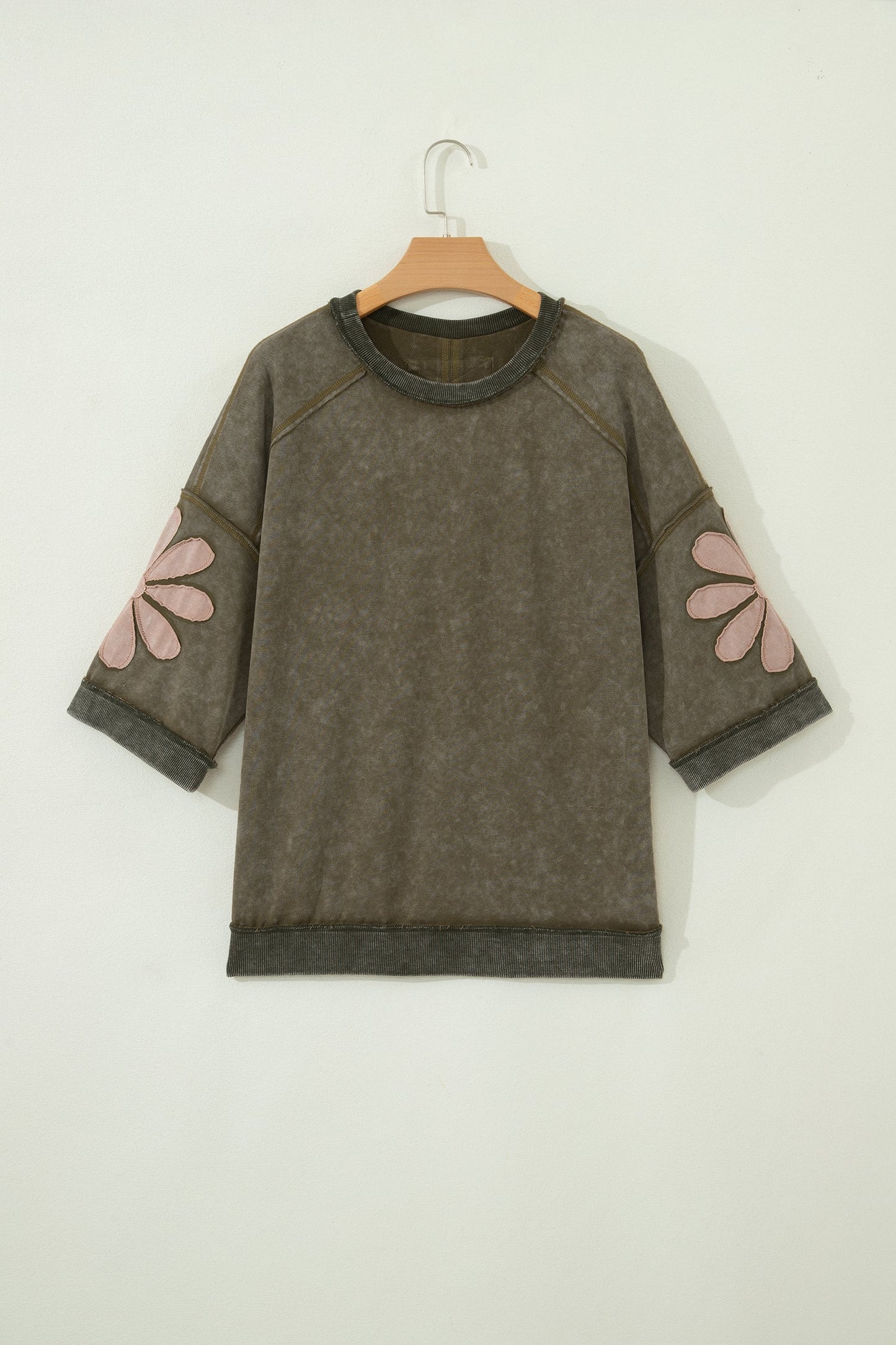 Floral Patchwork Mineral Wash Exposed Seam Top