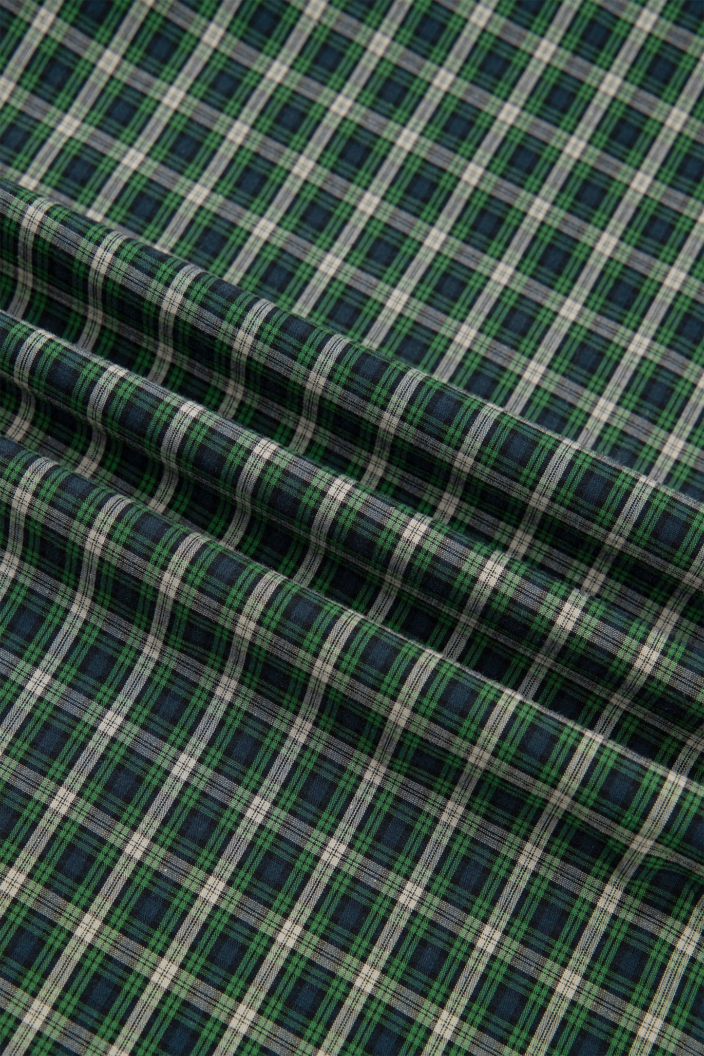 Plaid Shirred High Waist Square Neck Ruffle Hem Dress