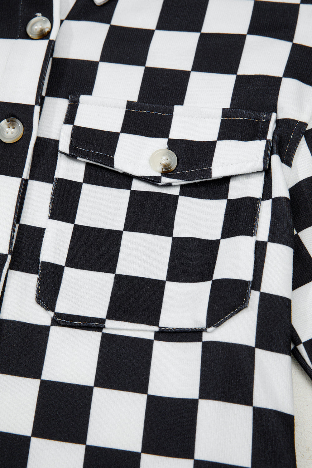 Checker Flap Pocket Button Front Shacket