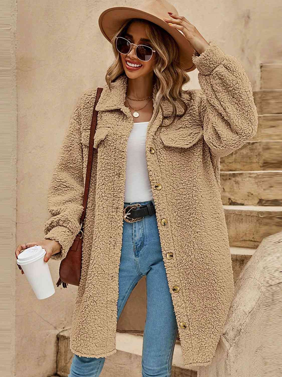 Women Collared Button Down Coat