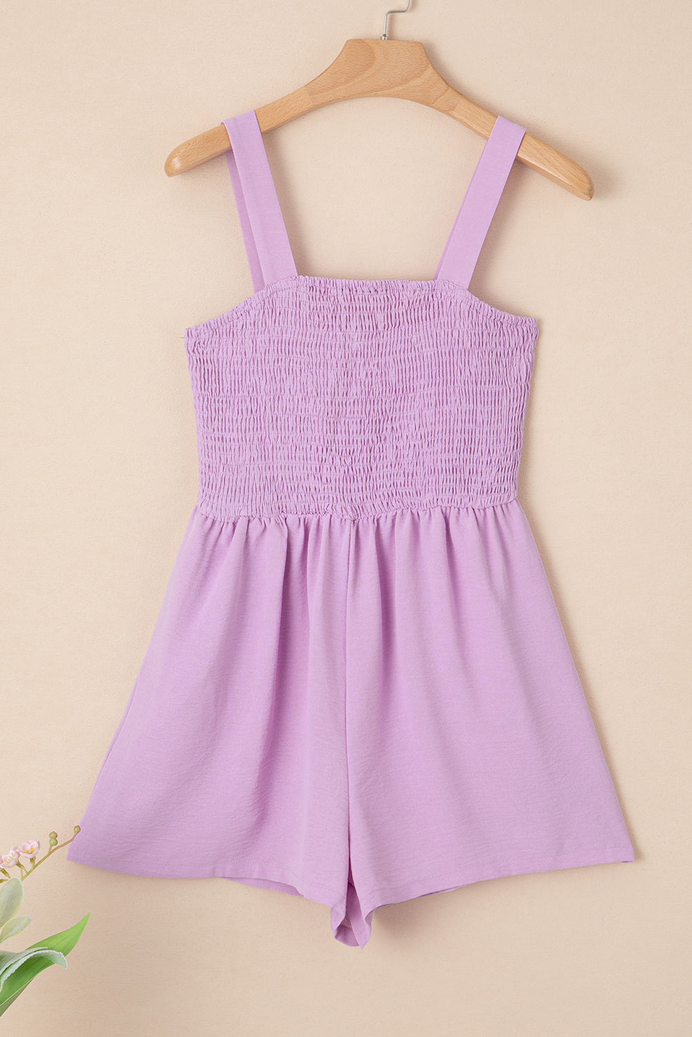 Smocked Sleeveless Romper w/ Pockets