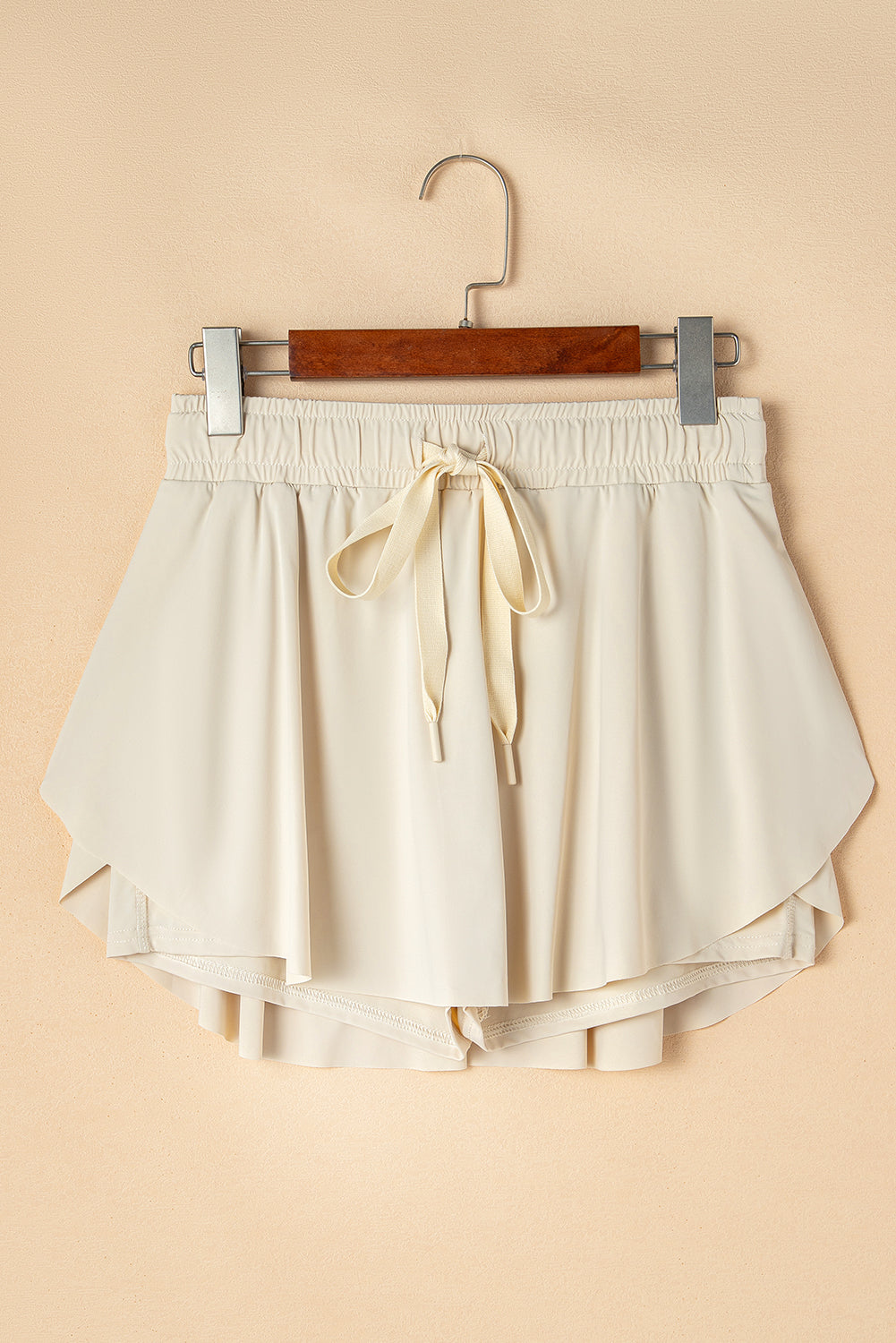 Solid Drawstring Elastic Waist Lined Tennis Skort