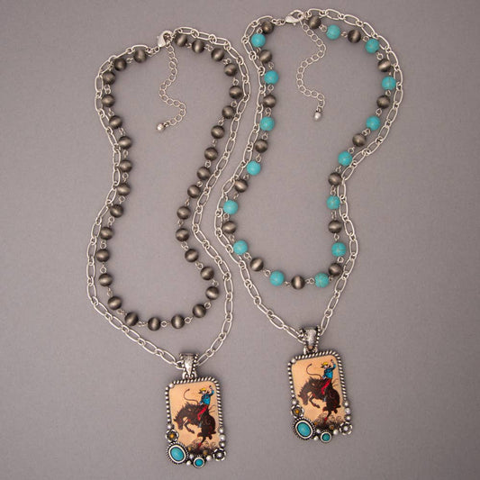 Multistrand Crystal Embellished Tooled Leather Necklace