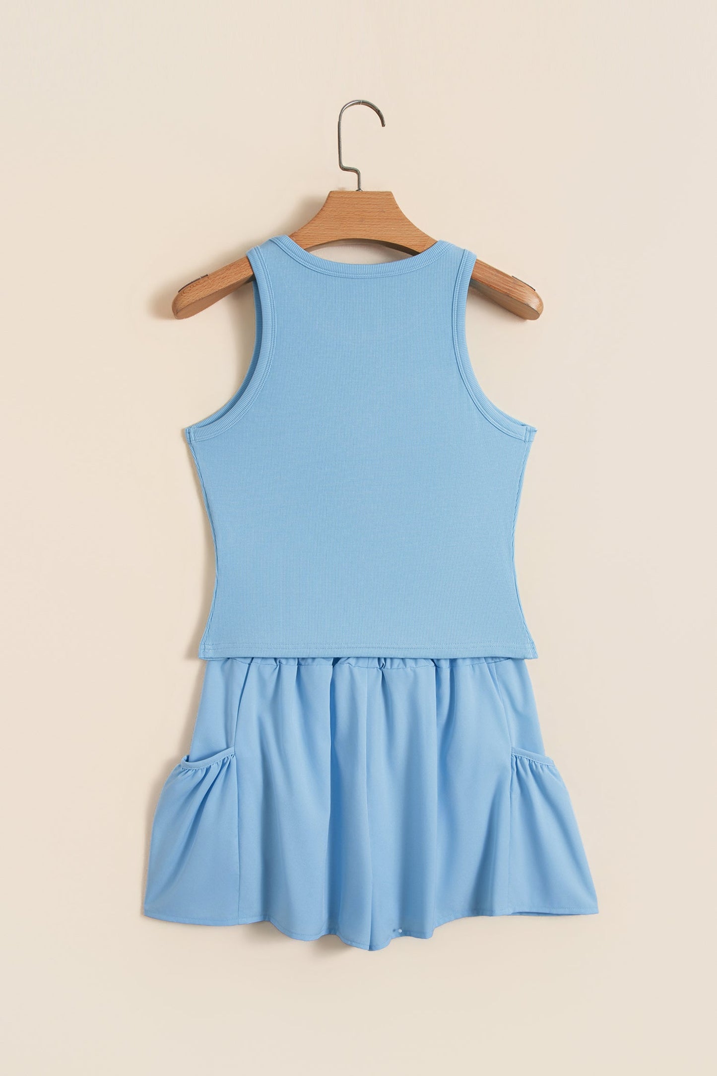Solid Ribbed Tank & Wide Leg Shorts Set