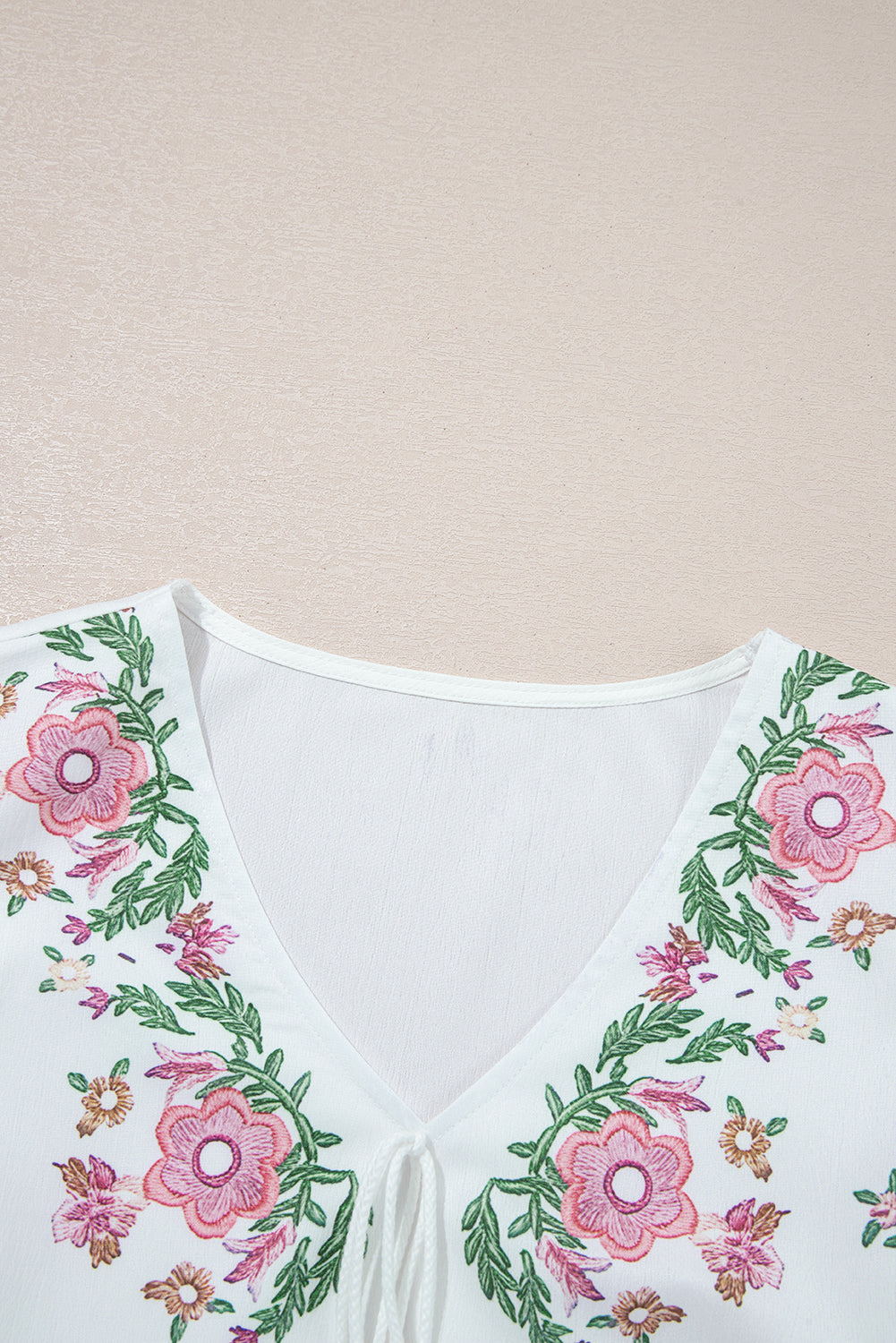 Floral Tied V-Neck Babydoll Blouse