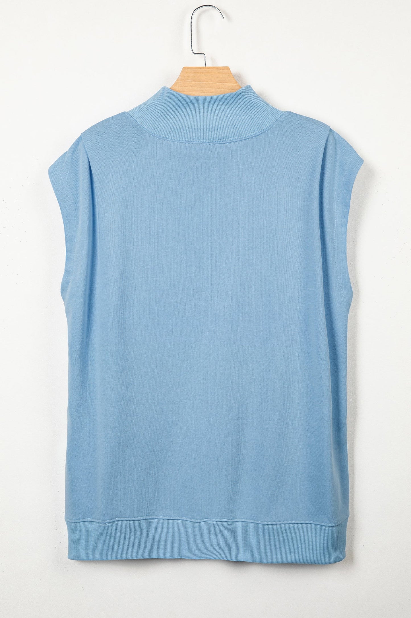 Solid Mock Neck Cap Sleeve Oversized Top
