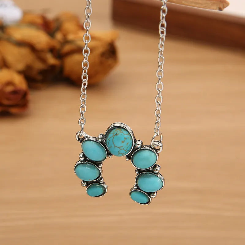 Turquoise Alloy Pendant Necklace