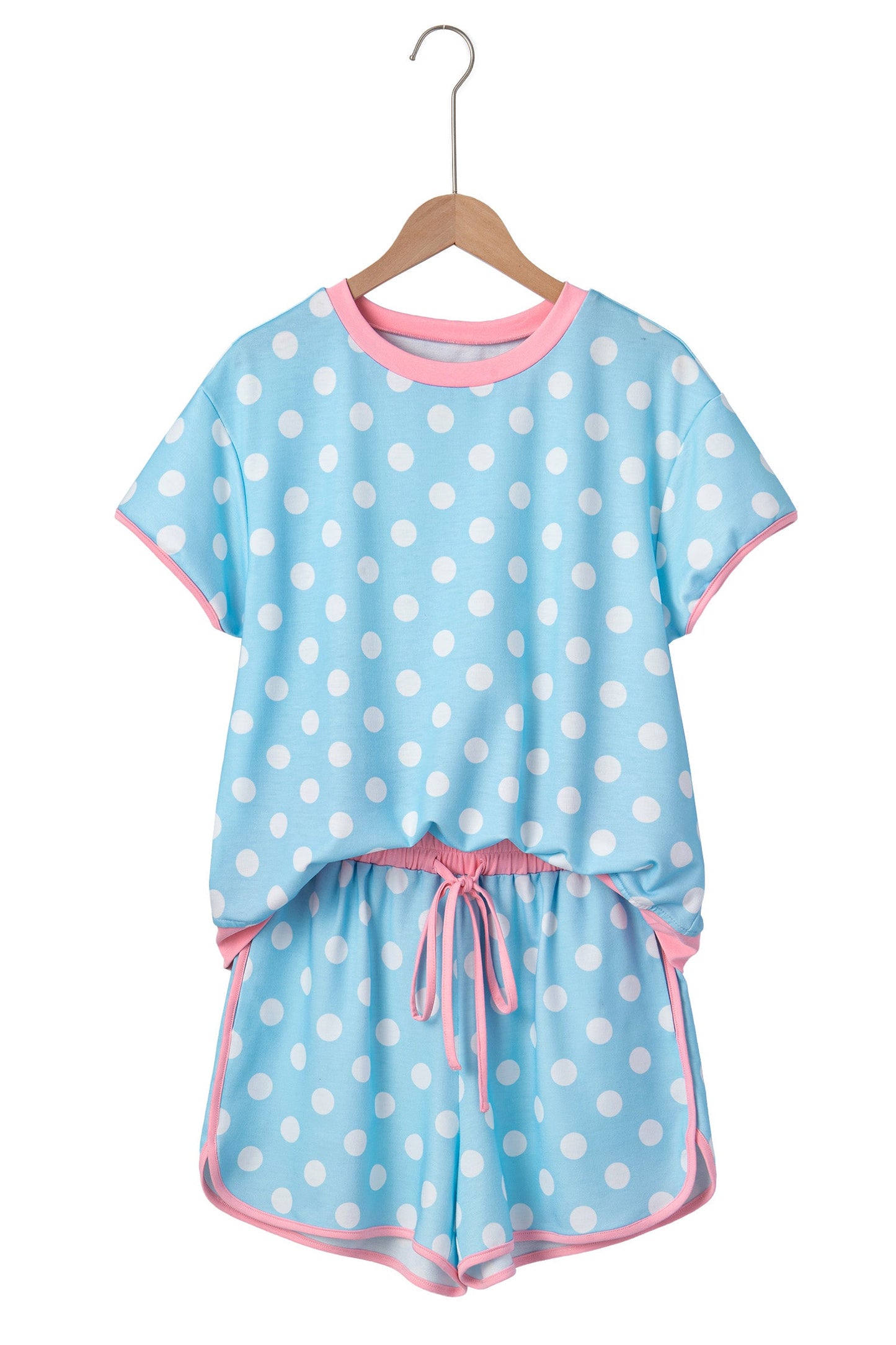 Polka Dot Contrast Trim Top & Short Set