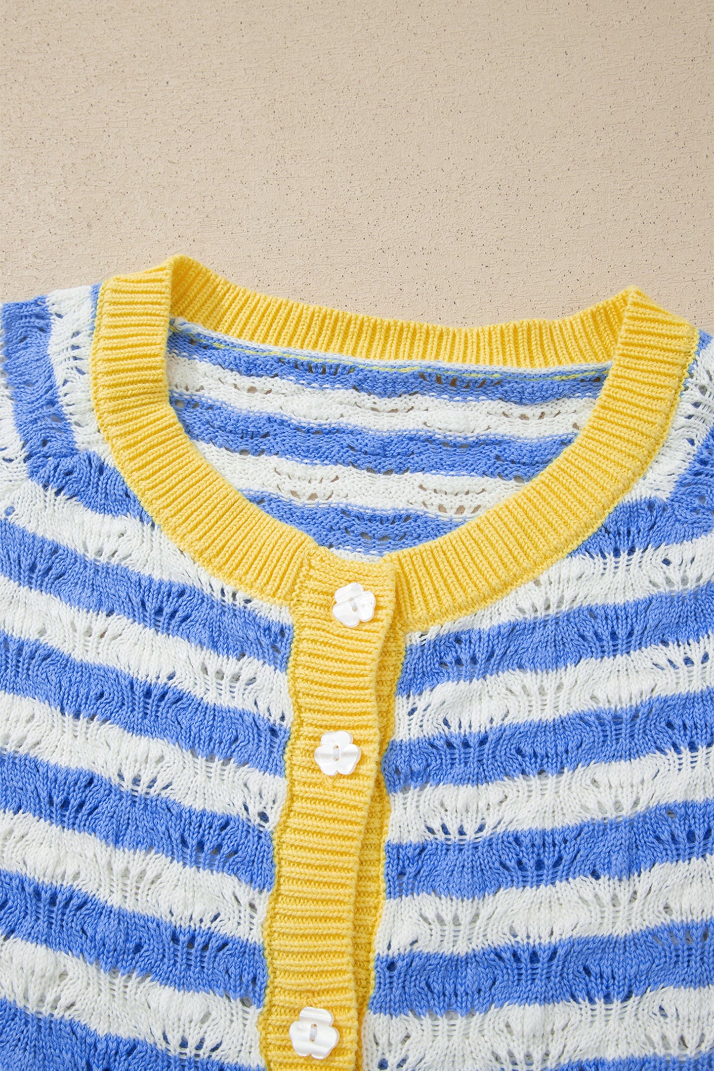 Stripe Colorblock Button Front Knit Cardigan