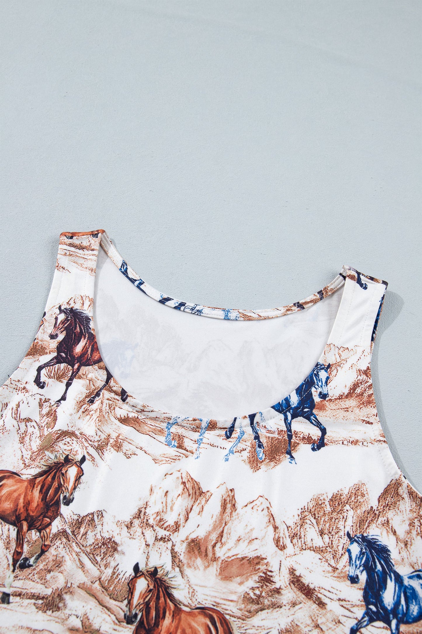 Western Horse Scoop Neck Tank Top