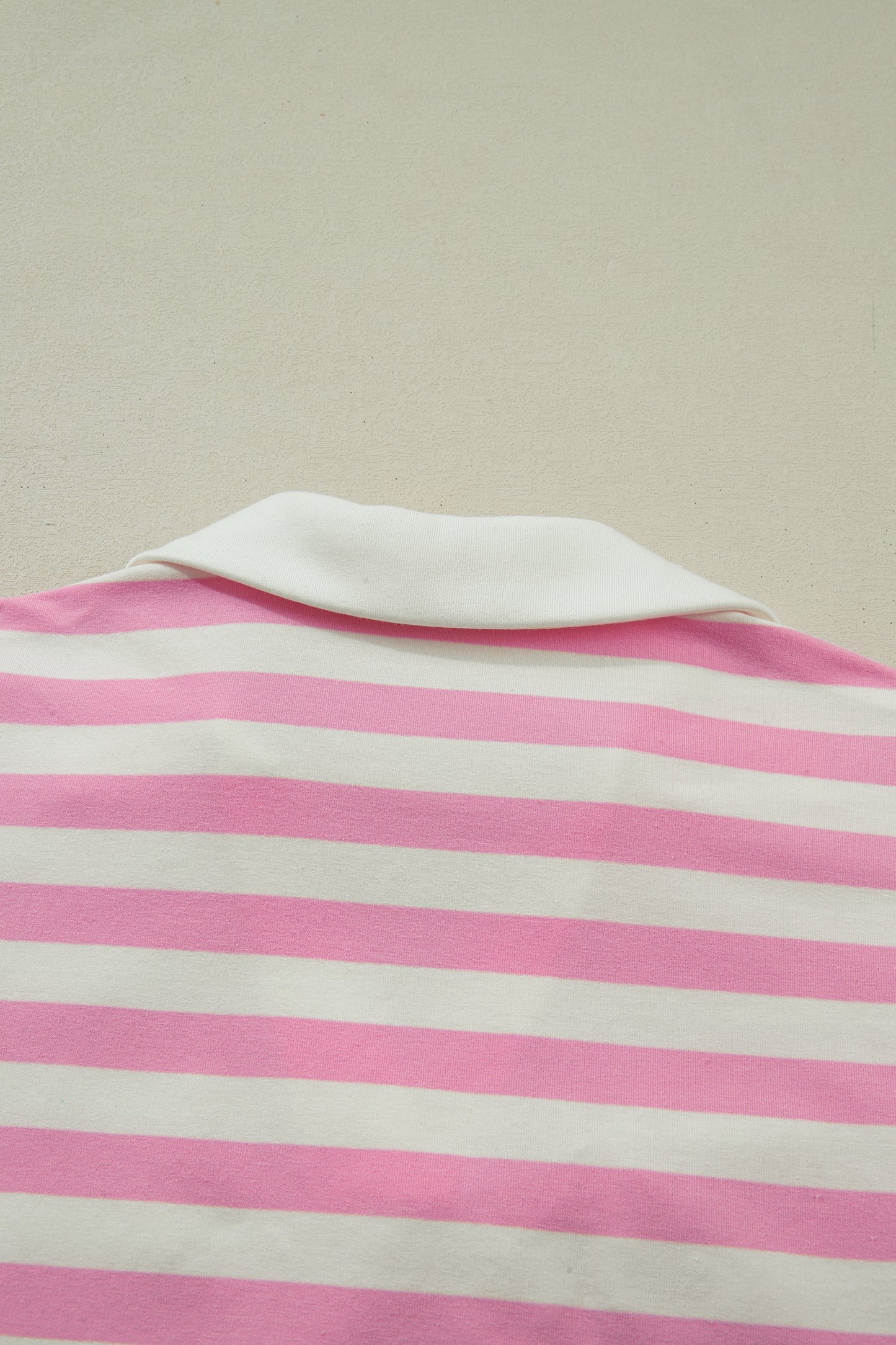 Stripe Collar V-Neck Ruffle Short Sleeve Blouse