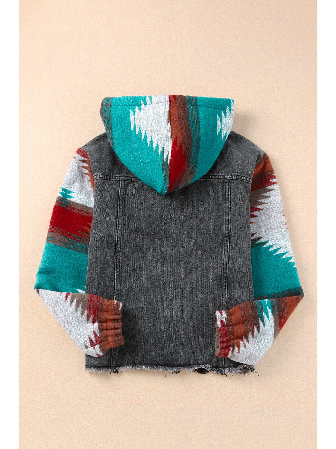 Women Drawstring Hooded Pocketed Denim Jacket