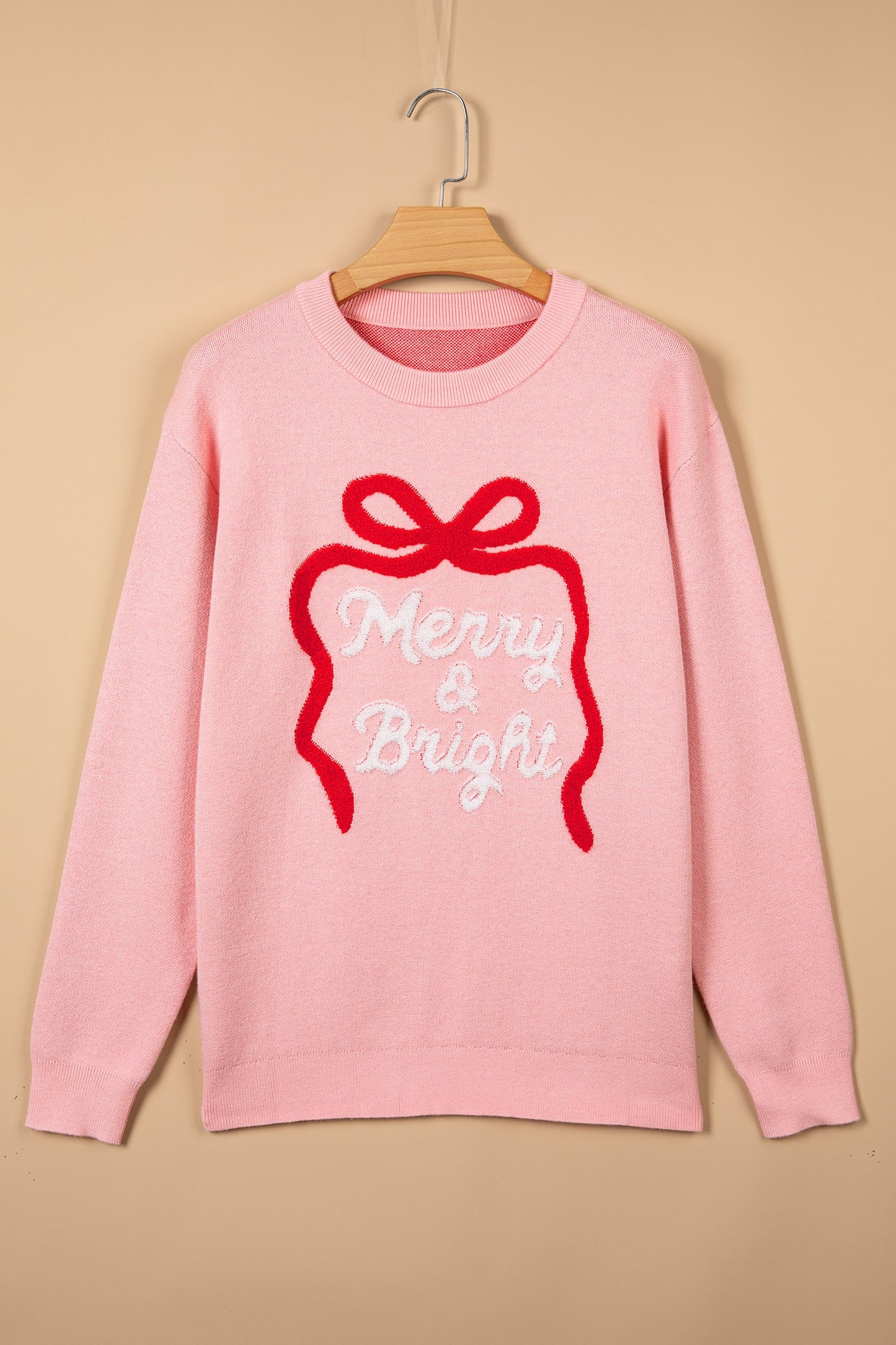 Christmas Bow Merry & Bright Bouclé Textured Sweater