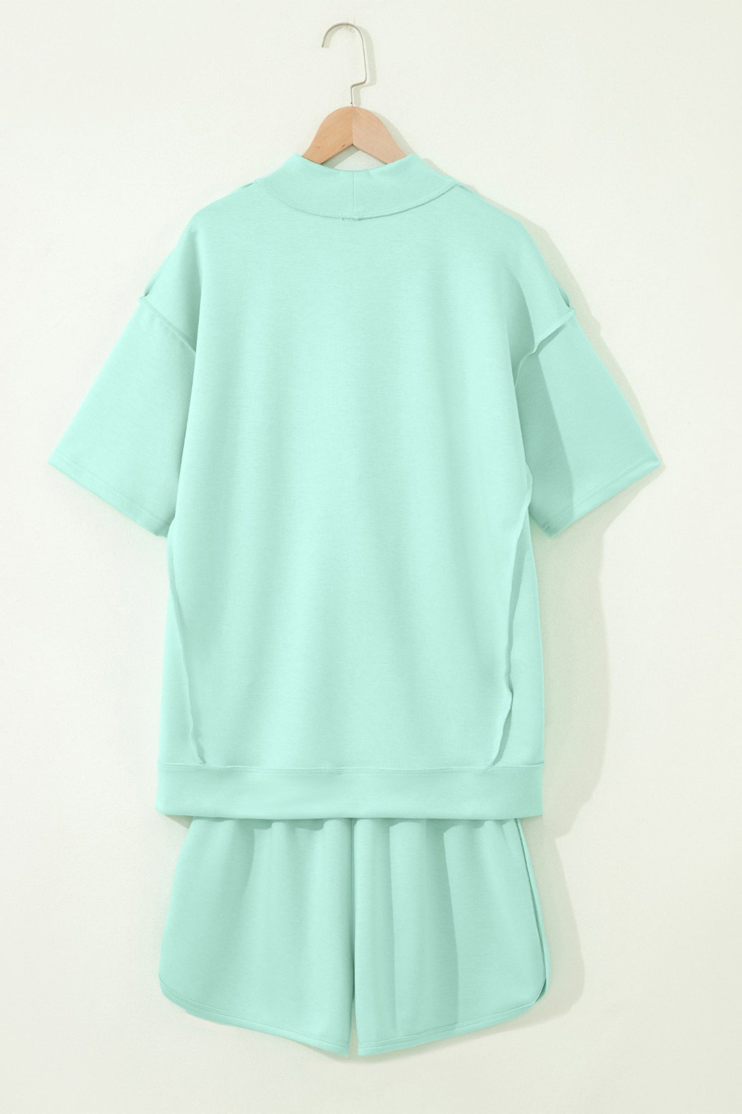 Mock Neck Exposed Seam Tunic Top & Shorts Set