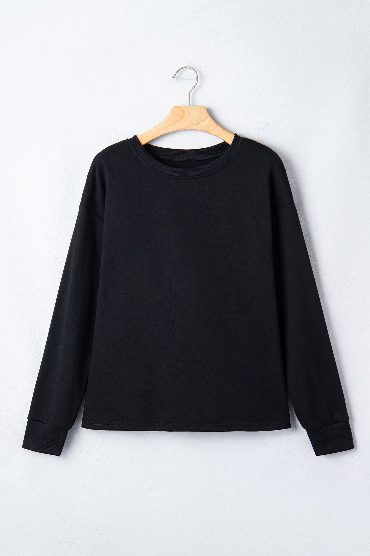 Solid Drop Shoulder Long Sleeve Top