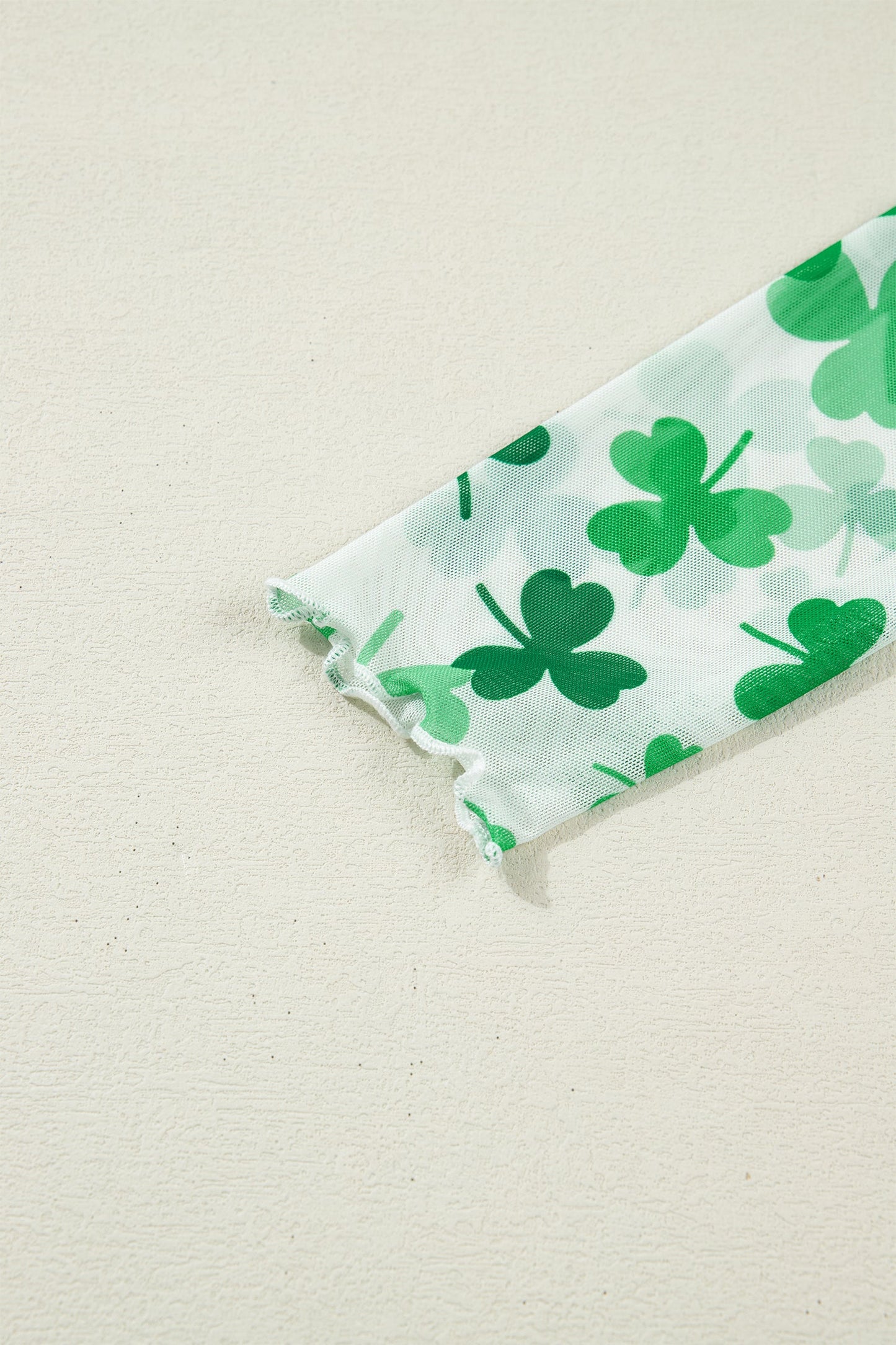 St Patrick Shamrock Lettuce Trim Mock Neck Top