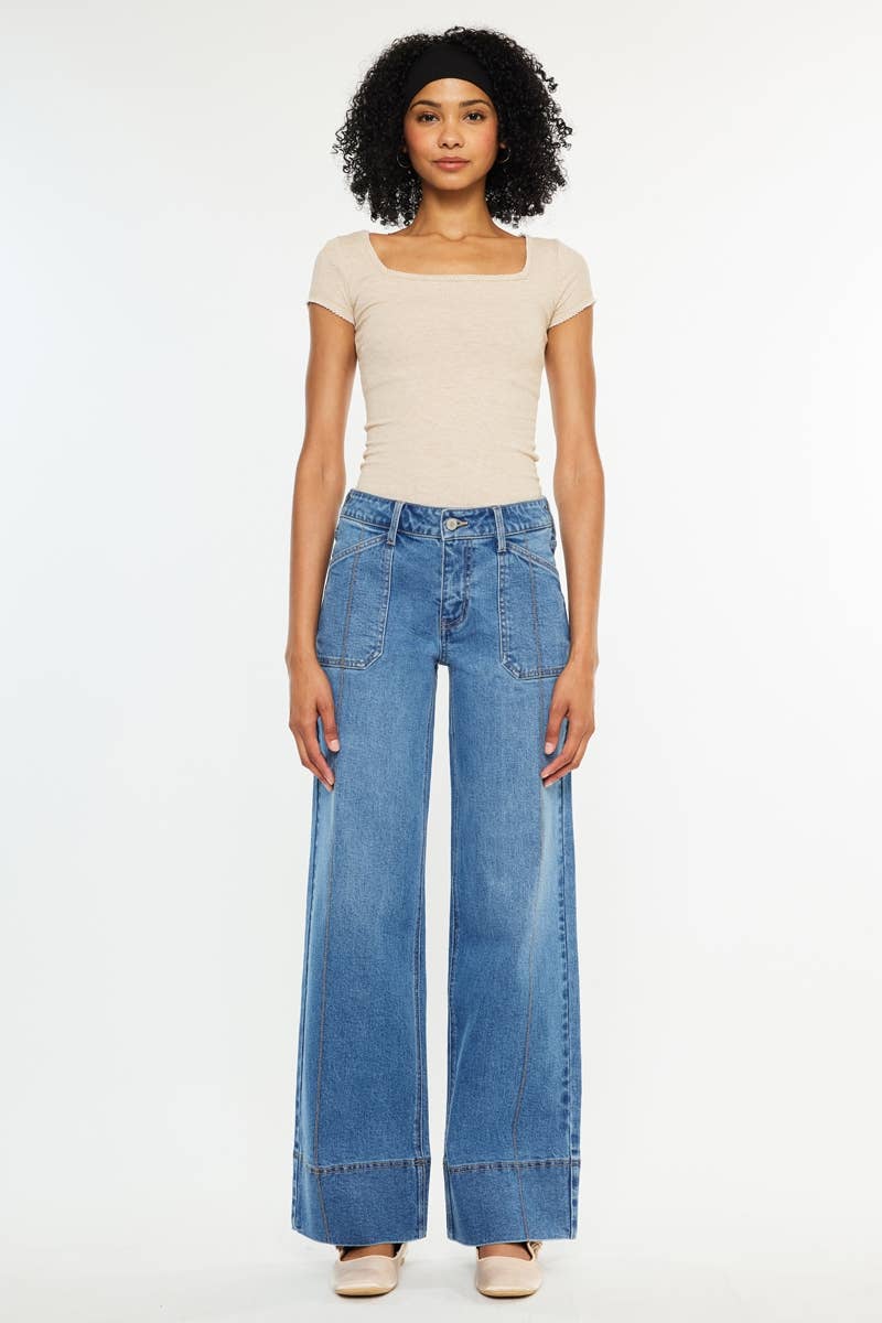 Kan Can USA - MID RISE WIDE LEG JEANS