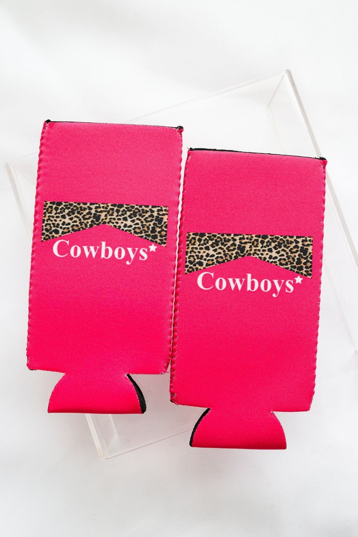 PINK COWGIRLS/COWBOYS TALL COOZIE 2-PACK