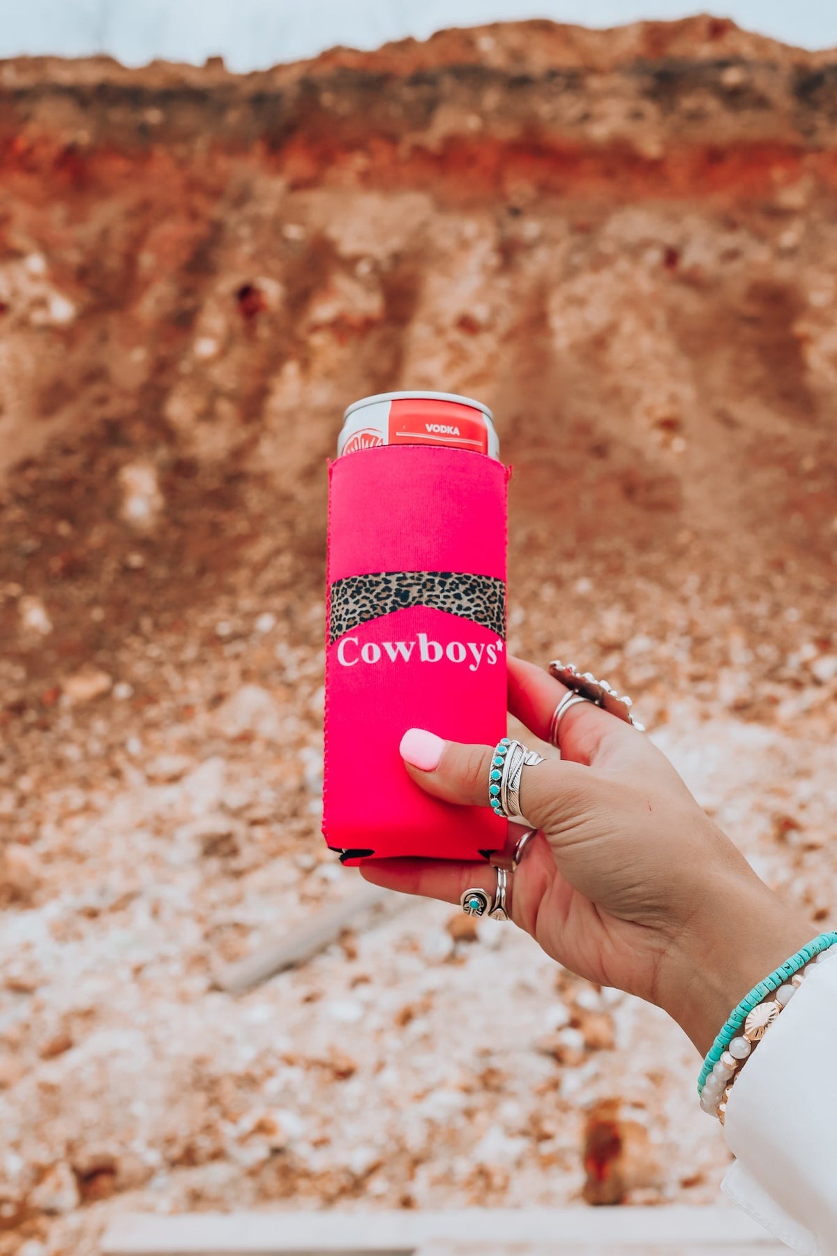 PINK COWGIRLS/COWBOYS TALL COOZIE 2-PACK