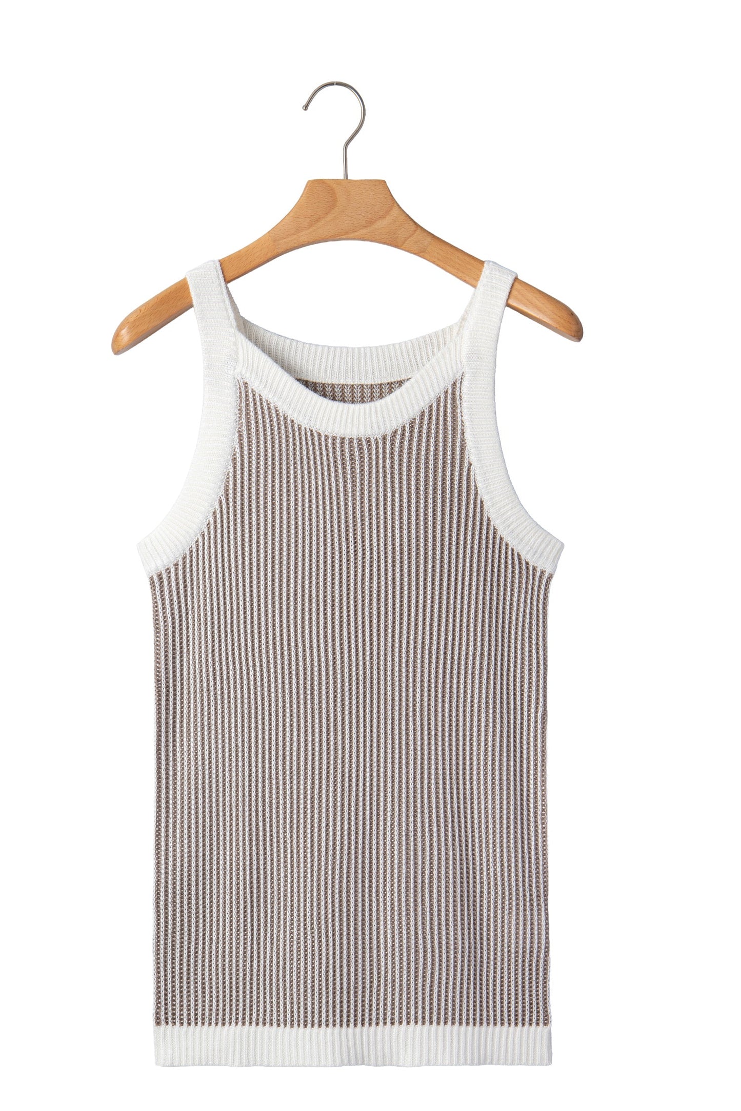 Ribbed Knit Contrast Trim Sweater Tank Top