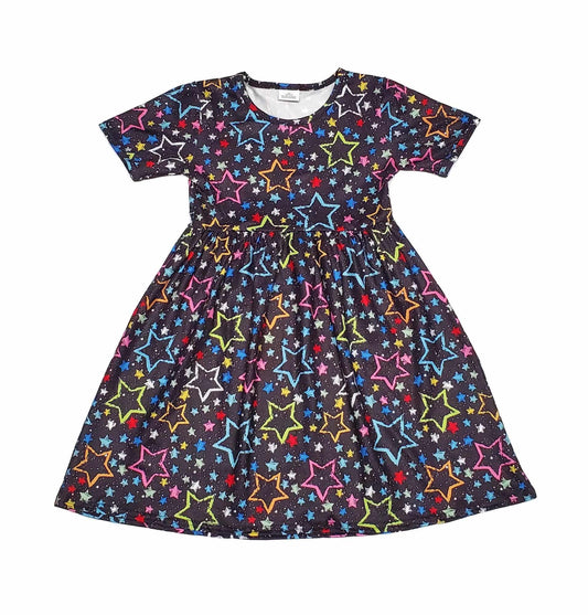 Star Short Sleeve Milk Silk Dress