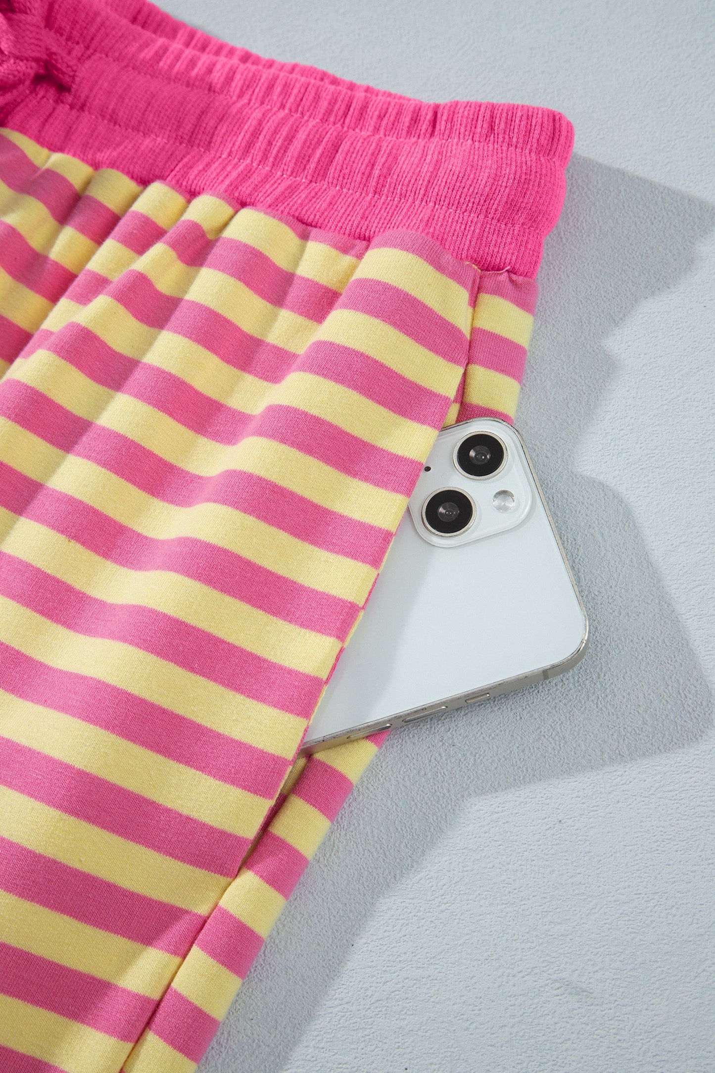 Stripe Colorblock Trim Short Sleeve Tee and Pants Set