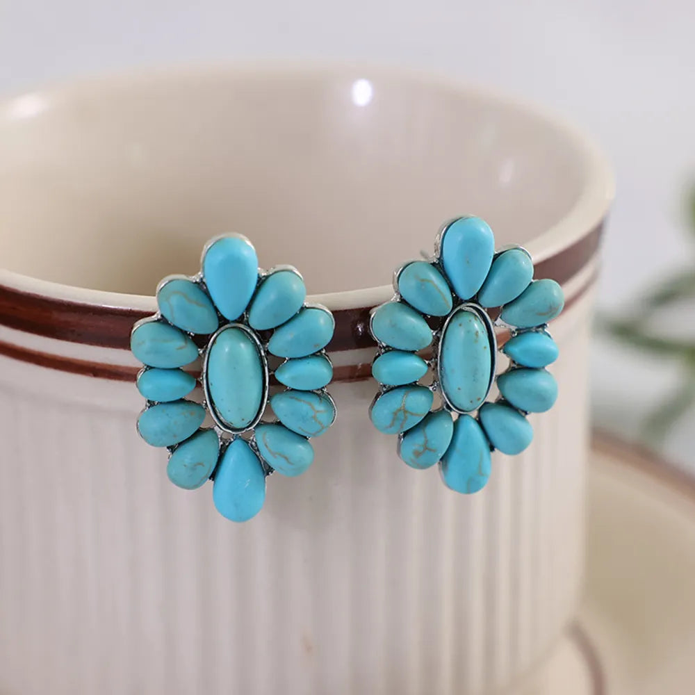 Flower Shape Turquoise Earrings
