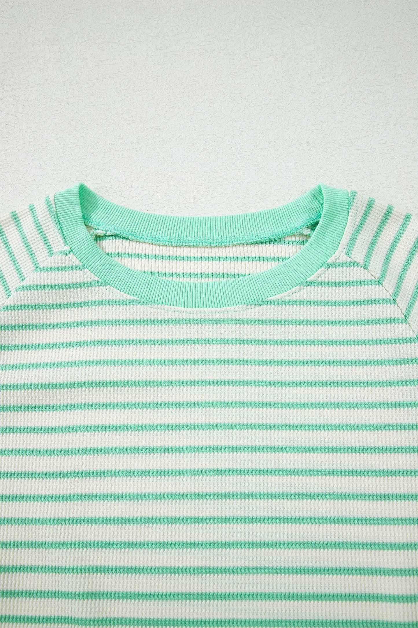 Stripe Colorblock Trim Round Neck Short Sleeve Tee
