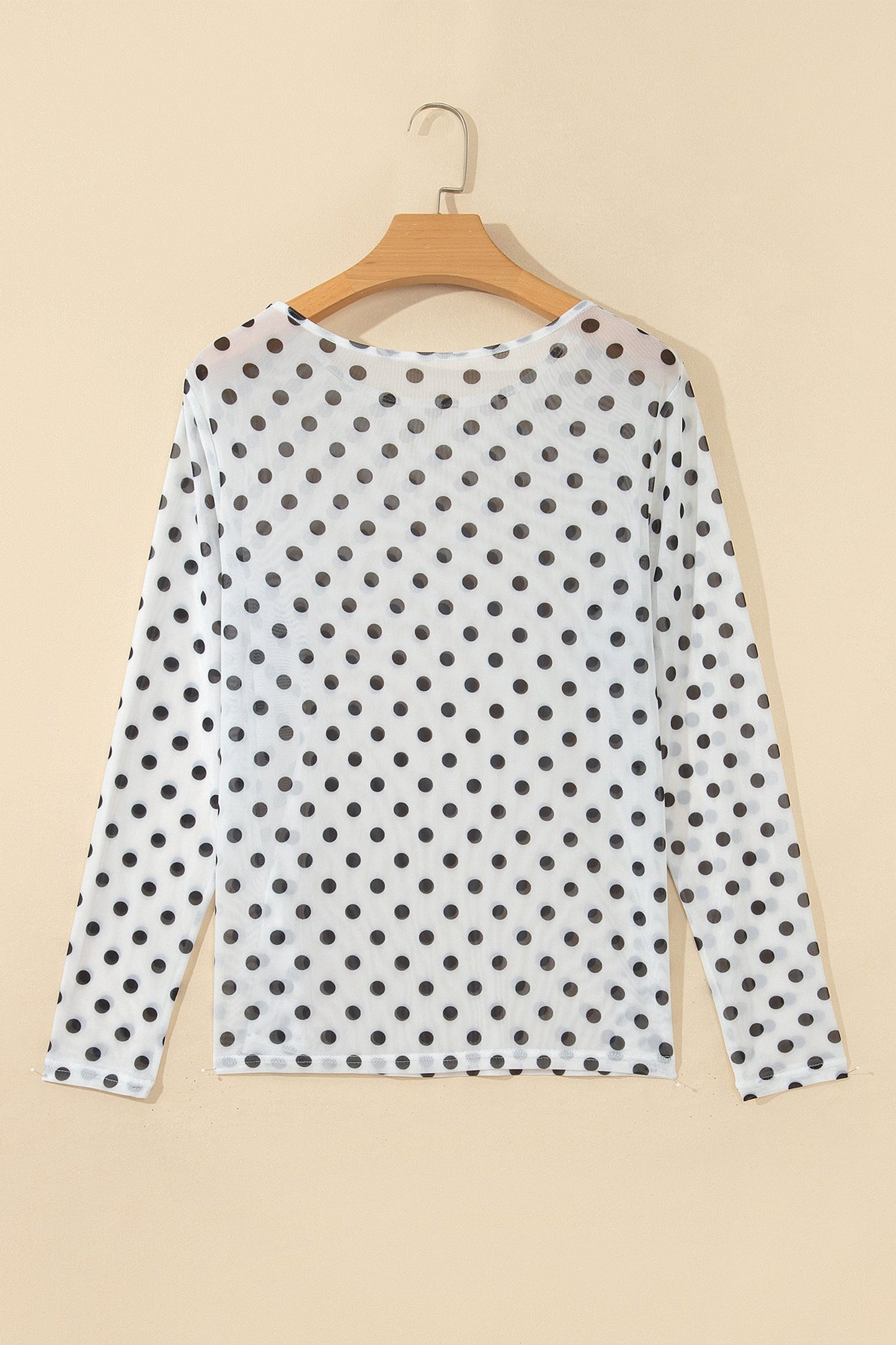 Polka Dot Sheer Mesh Long Sleeve Shift Top