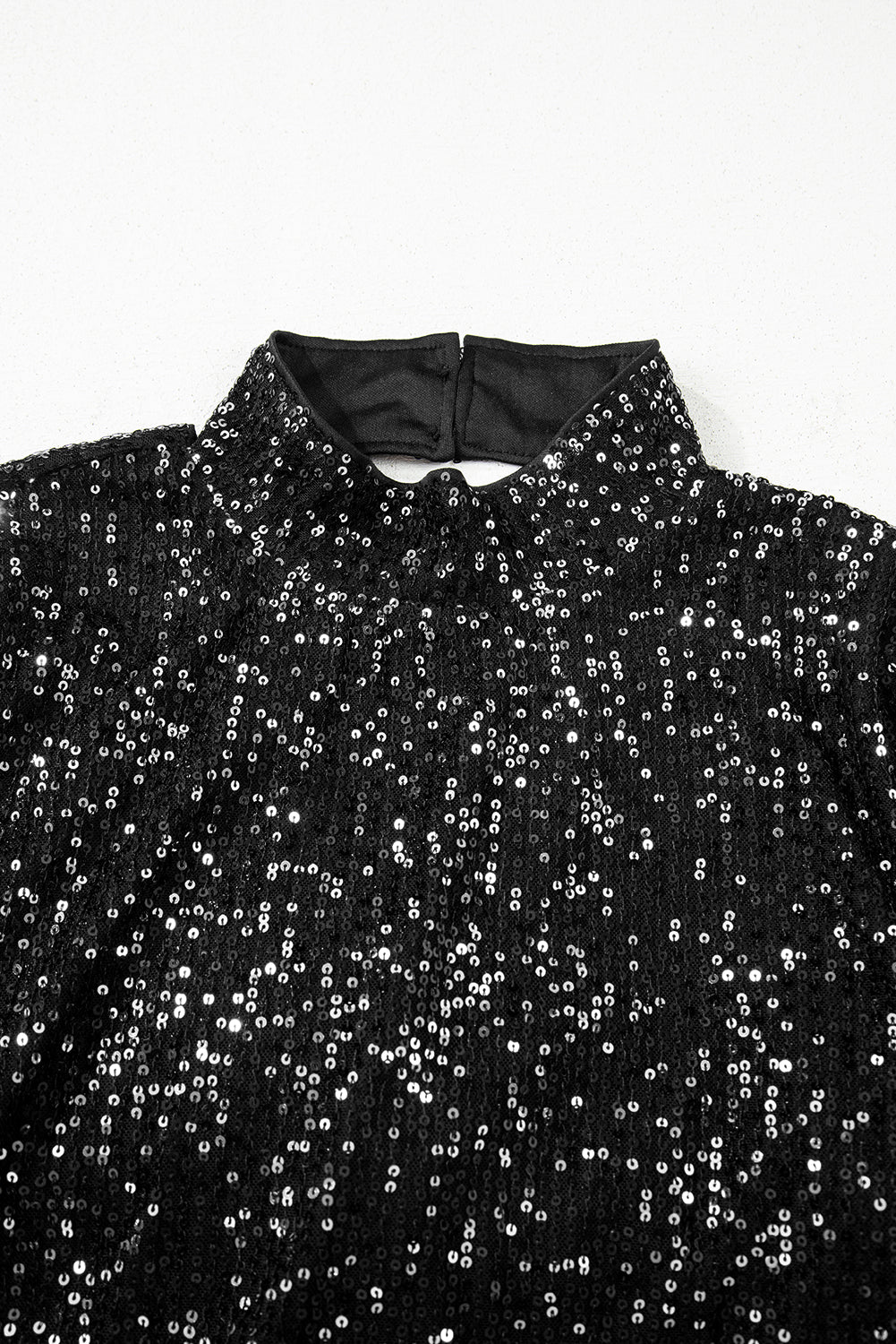 Solid Sequin Backless Bell Sleeve Top