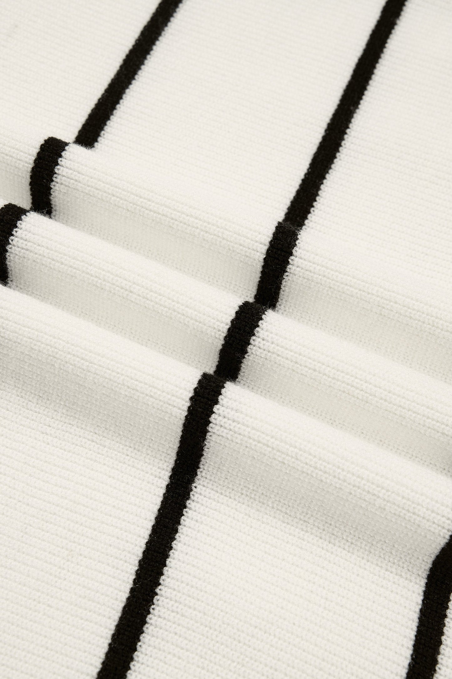 Stripe Ribbed Knit 3/4 Sleeve Sweater Tee