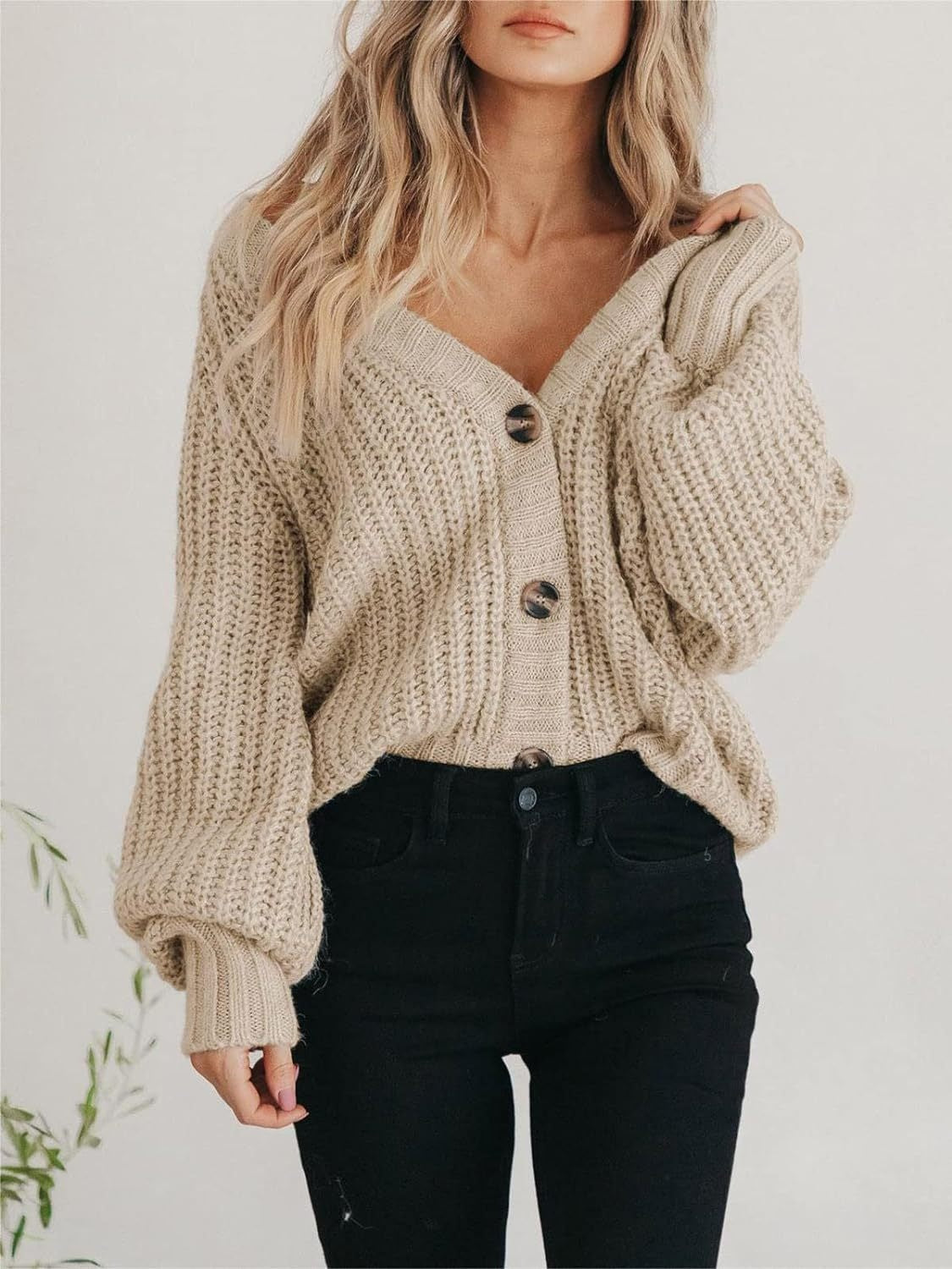 Women Button Up Long Sleeve Cardigan
