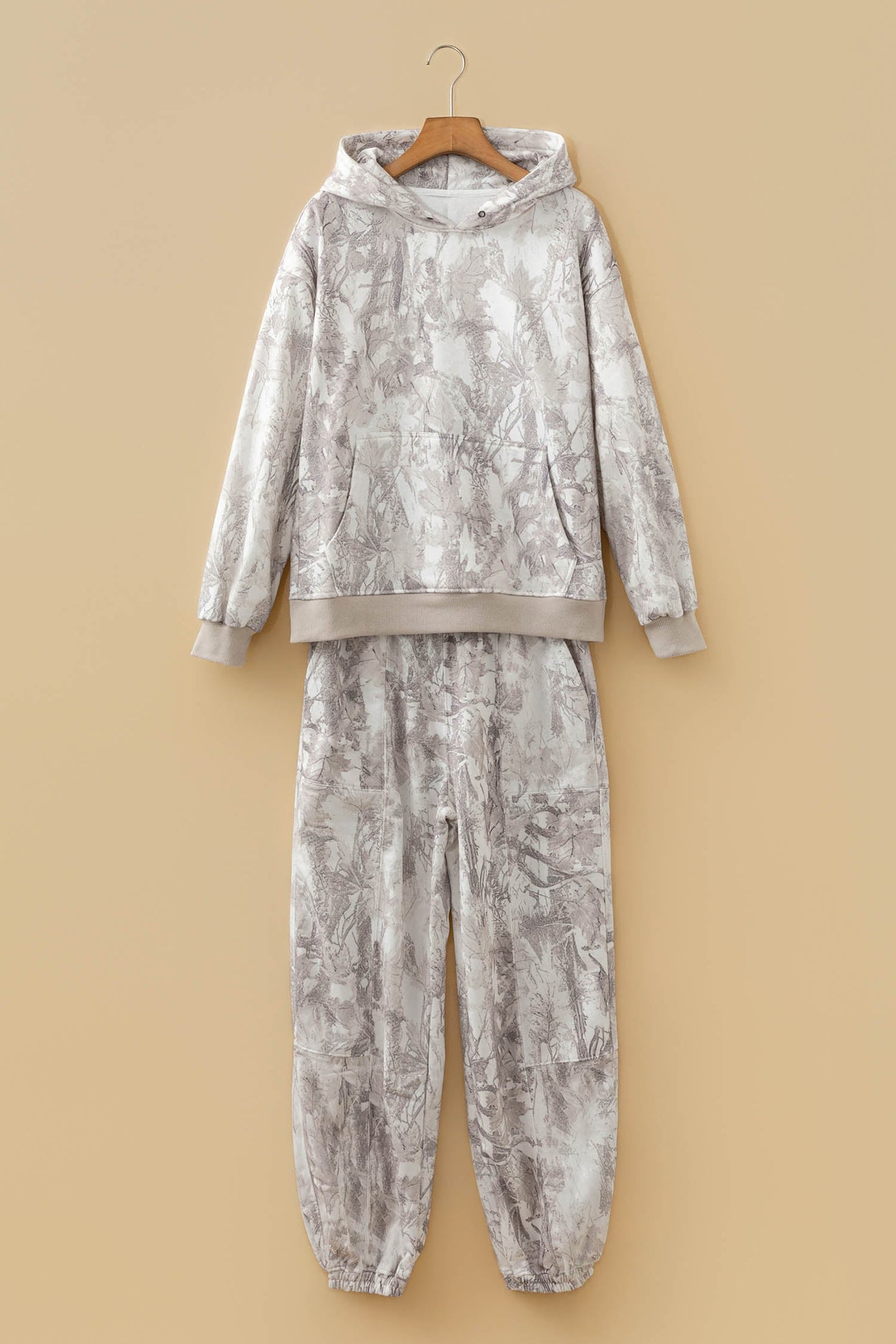 Camo Drop Shoulder Hoodie & Sweatpants Set