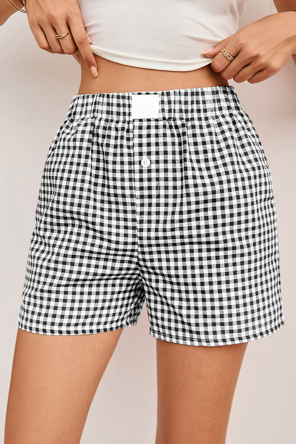 Gingham High Waist Shorts